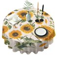 thumbnail image 1 of White Sunflower Seed Leaf Pattern Round Tablecloth 60"x60",Wrinkle Wipeable Table Cloth for Kitchen Dining Room Picnic Patio Party, 1 of 6