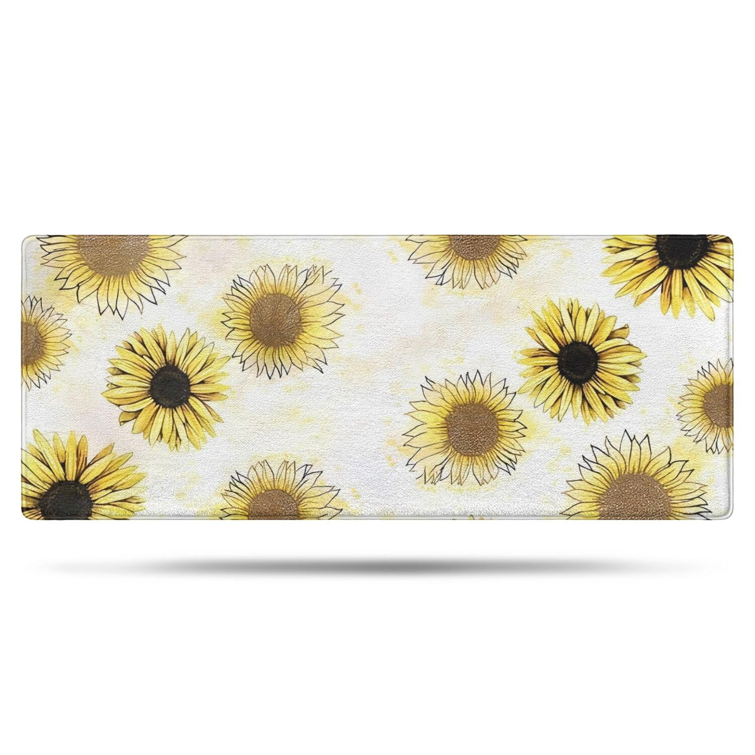 White Sunflower Sketch Pattern Bathroom Rugs Mat,Non Slip Microfiber ...
