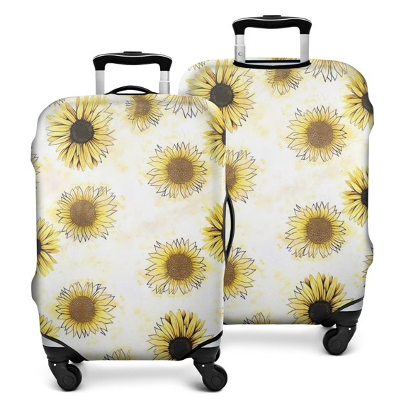 White Sunflower Sketch Pattern Luggage Cover Fashion Suitcase Cover Baggage Covers Fit 25-28 Inch Luggage (Go Travel)