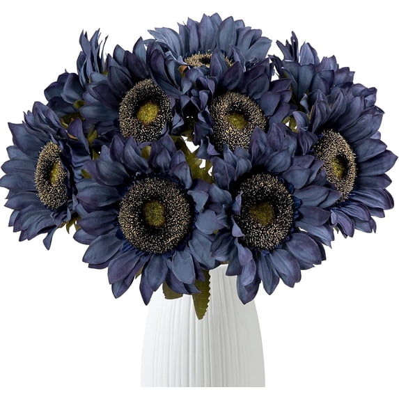 White Sunflowers Artificial Flowers 7 Pcs Faux Silk Sunflowers Bouquet Fake Real Touch Long Stems Floral for Wedding Party Centerpieces Home Decoration(Autumn White)