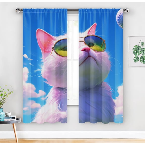 White Sunglasses Kitten Blackout Curtains – Perfect for Children's Room, Nursery, and Home Decoration,A