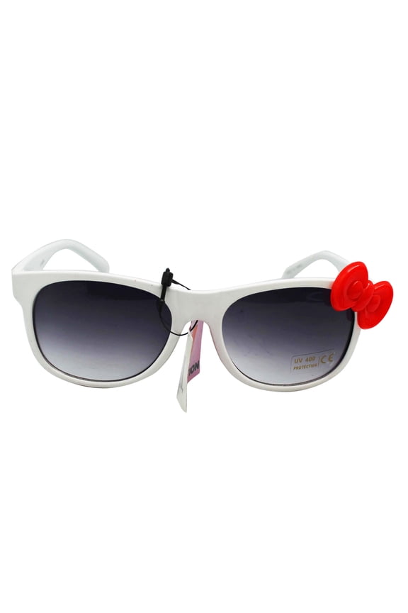 White Sunglasses Lens UV 400 Protection- Girls Sunglasses Glasses With Red Bow