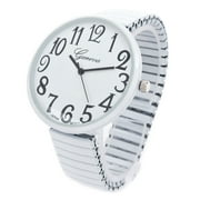 White Super Large Face Easy to Read Stretch Band Watch