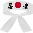 thumbnail image 1 of White Sushi Chef Headband Japanese Symbol Ninja Print -Tie on Headband For Sports, Cooking, 1 of 4
