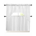 thumbnail image 1 of White Swag Curtains for Living Room/Bedroom Windows, Modern Minimalist Pure Soild Color Kitchen Curtains and Valances Set 36 Inch Length, Light Filtering Swags Valance Curtain Panels, 1 of 5