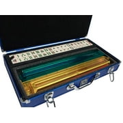 White Swan American Mahjong Set in Luggage-Style Blue Case - Ivory Tiles - Modern Pushers