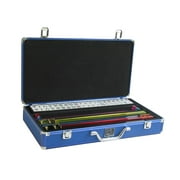 White Swan American Mahjong Set in Luggage-Style Blue Case - White/Blue Tiles - Classic Pusher Arms