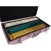 White Swan American Mahjong Set in Luggage-Style Pink Case - Ivory Tiles - Modern Pushers