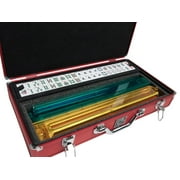 White Swan American Mahjong Set in Luggage-Style Red Case - White Tiles - Modern Pushers