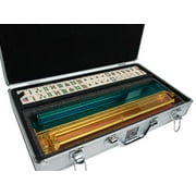 White Swan American Mahjong Set in Luggage-Style Silver Case - Ivory Tiles - Modern Pushers