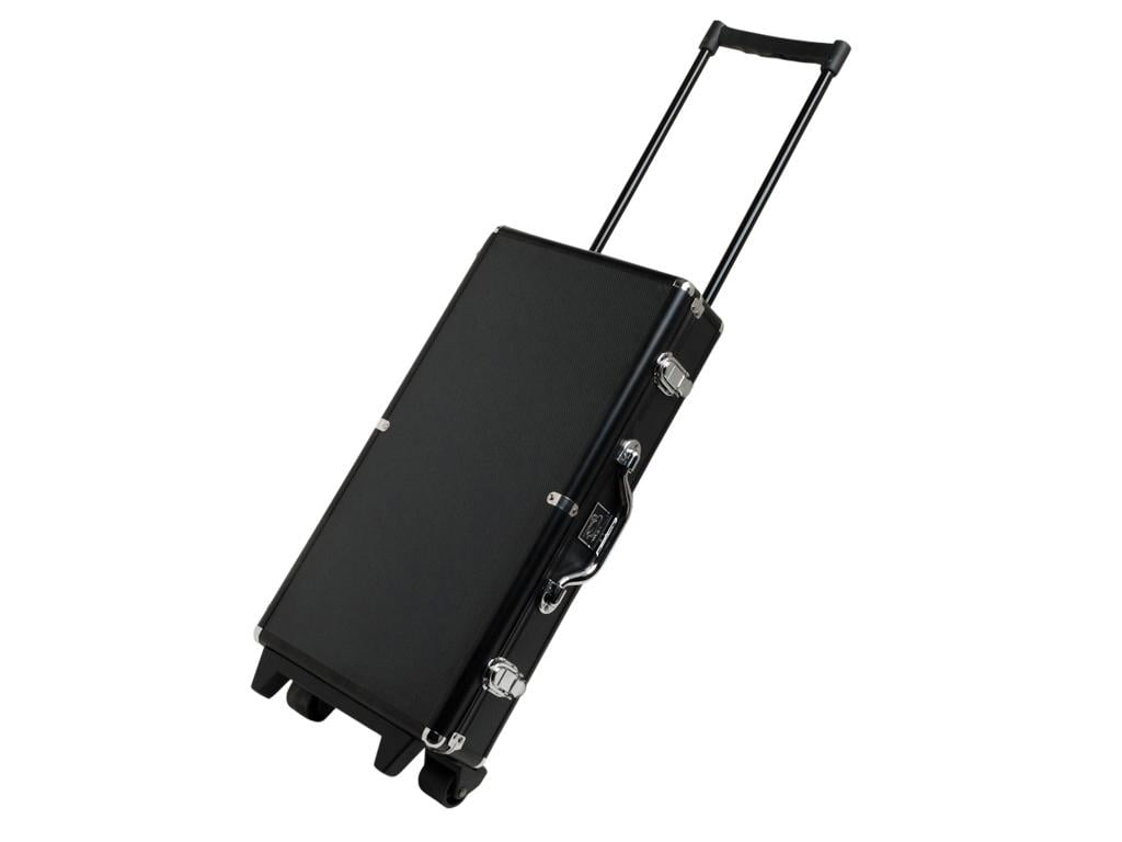 White Swan American Mahjong Set in Wheeled Black Case - Ivory Tiles - Modern Pushers