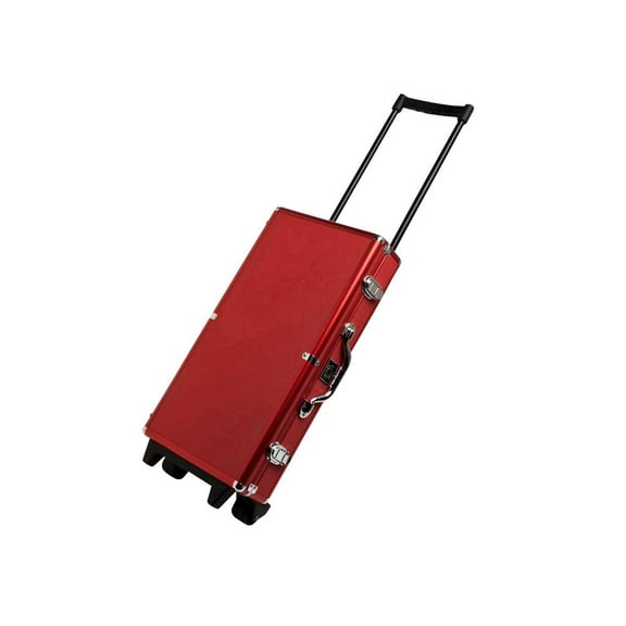 White Swan American Mahjong Set in Wheeled Red Case - Ivory Tiles - Modern Pushers