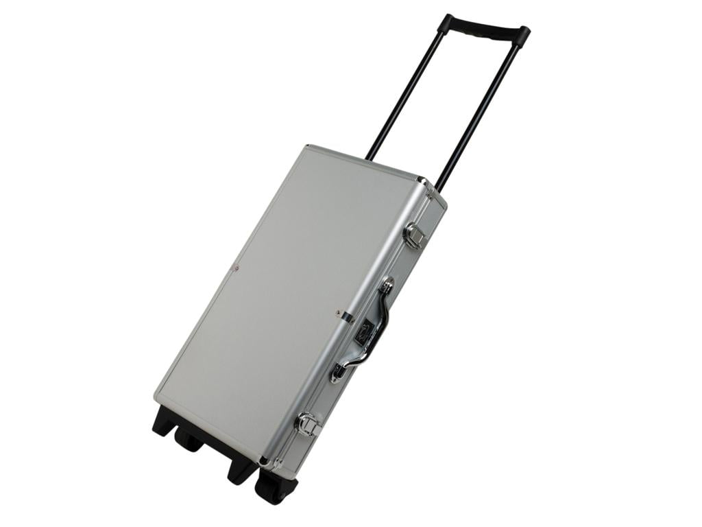 White Swan American Mahjong Set in Wheeled Silver Case - Ivory Tiles - Modern Pushers
