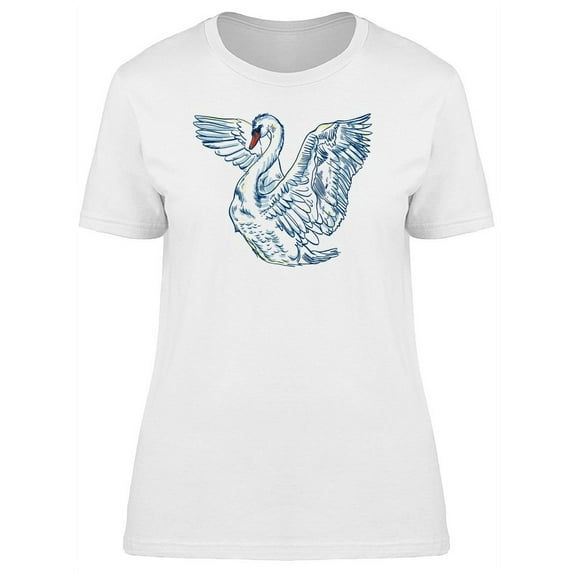 White Swan Hand Painted T-Shirt Women -Image by Shutterstock, Female Medium