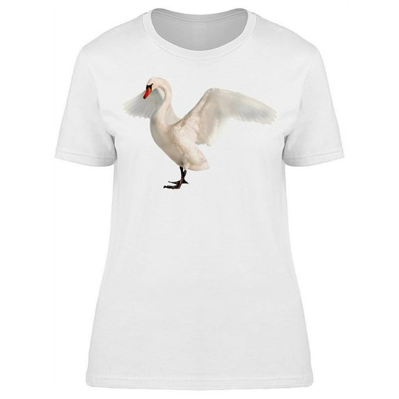 White Swan Opening Wings T-Shirt Women -Image by Shutterstock, Female Large