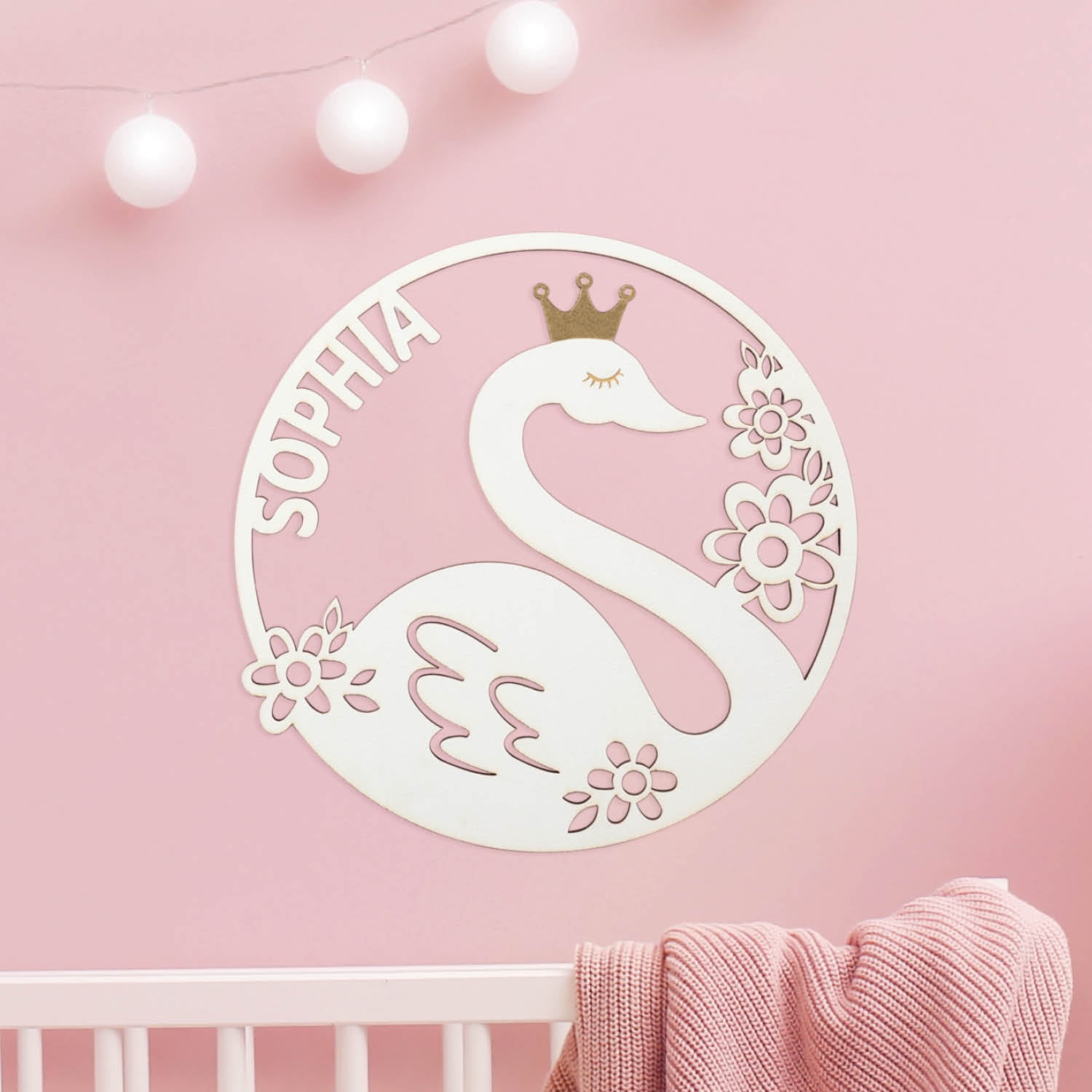 White Swan Personalized Wood Plaque