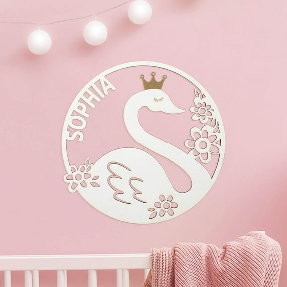 White Swan Personalized Wood Plaque