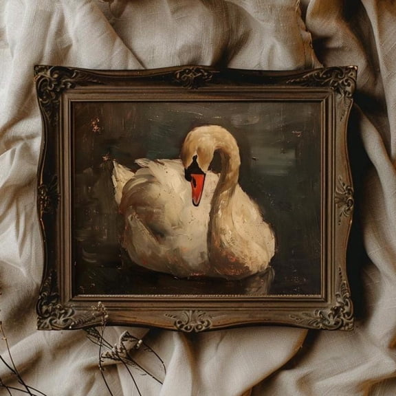 White Swan Poster Dark Academia Wall Art Poster Cottagecore Swan Art Dark Cottagecore Wall Art Antique Swan Poster Vintage Swan Timeless Decor, F038, 16x24 UNFRAMED