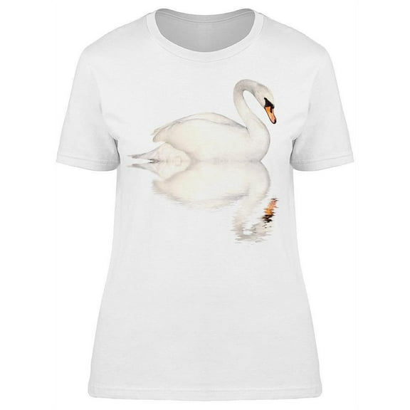 White Swan With Reflection T-Shirt Women -Image by Shutterstock, Female Medium