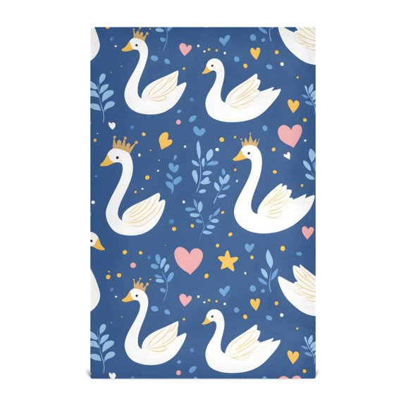 White Swans Crowns Pattern Kitchen Towels Waffle Weave Decorative Tea Towels Multi Use Dishcloths 28x18in