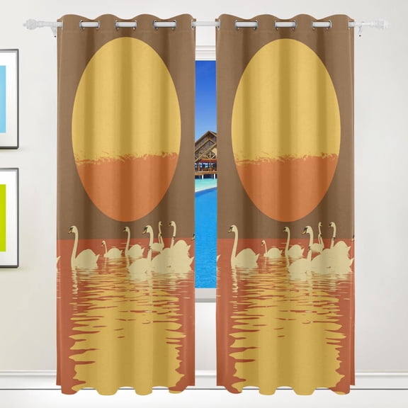 White Swans Curtains Black Out 72 Inch Length Curtains for Sliding Glass Doors Bedroom Living Room 2 Pack