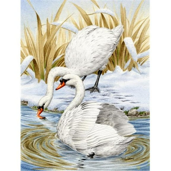 White Swans Flag Garden Size