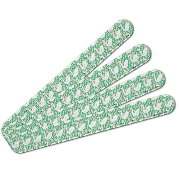 White Swans Swimming Pattern Double-Sided Nail File Emery Board Set 4 Pack