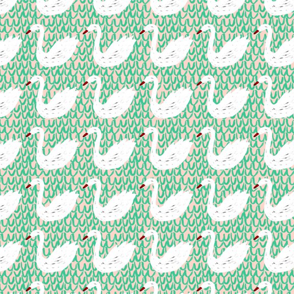 White Swans Swimming Pattern Premium Roll Gift Wrap Wrapping Paper