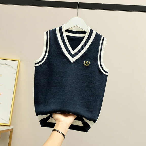 White Sweater Cardigan Girls Boys Sweater Vest Cotton Uniform Vest Girls V-Neck Sleeveless Knitwear Pullover Kids 2025 Back to School Clothes