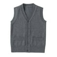 thumbnail image 1 of White Sweater Cardigan Girls V Neck Knitted Vests for Boys Girls Sleeveless Sweater Vest Pullover Knitwear Crop Tops Kids School Uniform Clothes, 1 of 3