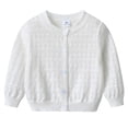 thumbnail image 1 of White Sweater Cardigan Toddler Girls Cardigans Open Front Long Sleeve Sweater Lightweight Soft Cardigan Fall Fashion Cute Solid Outwear with Pockets, 1 of 4