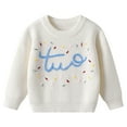 thumbnail image 1 of White Sweater Cardigan Toddler Toddler Girl Boy Sweater Crewneck Long Sleeve Sweatshirt Pullover Newborn Infant Fall Winter Clothes, 1 of 9