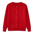 thumbnail image 1 of White Sweater Girls Uniform Sweater Girls Knit Cardigan Sweater Cotton Button Down Long Sleeve Kids School Uniform Fall Jacket, 1 of 6