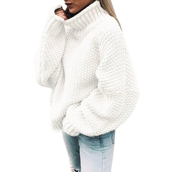 White Sweaters for Women Solid Casual Long Knitted Sleeve Off The Sweater Womens Shoulder Pullover Sweater Womens Fall Fashion 2025