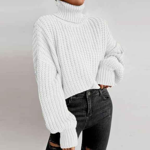 White Sweaters for Women Winter Women's Fashion Oversized Knitted Turtleneck Nylon Cotton Plus Size Women Sweater Womens Fall Fashion 2025