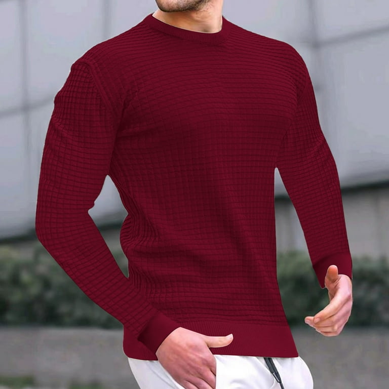 White Sweatshirt Weighted Sweatshirt Navy Crewneck Sweatshirt Men Graphic Sweatshirts Men Weighted Sweatshirts for Men Mens Solid Color Standing Collar Small Square Round Neck Jacquard Red 3XL Walmart...