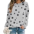 thumbnail image 1 of White Sweatshirt for Women's Star Print Hatless Sweatshirt Long Sleeve Fashion Top Sweatshirt Loose Pullover Top Women Fall Clothes, 1 of 5