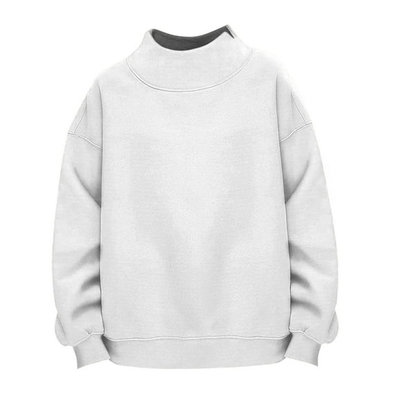 White Sweatshirt for Womens Turtleneck Pullover Long Sleeve Hoodies Tops Fall Fashion Outfits 2025 Clothes Women Fall Clothes