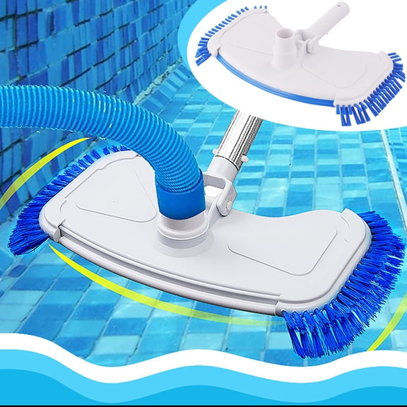 White Swimming Pool Manual Suction Vacuum Head, Reinforced Pool Cleaner Head with Side Brushes, Pool Cleaning Tool for Above Ground Inground Pools