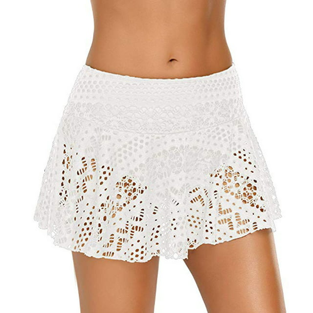 White Swimwears Tankinis Set Bottom Bikini Swimsuit Lace Skirt Short ...