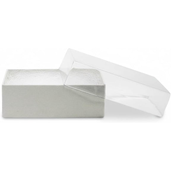 Novel Box 20 Pack White Cardboard Cotton Filled Jewelry Gift Boxes 8x2x0.87 Inches with See Thru Lids
