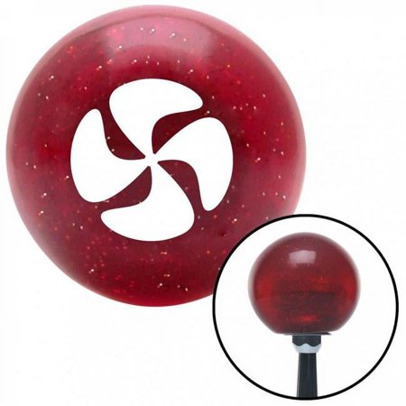 White Swirling Fan Red Metal Flake Shift Knob with M16 x 1.5 Insert Shifter Auto Brody