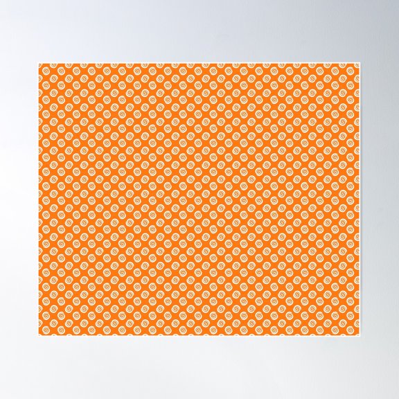 White Swirly Dots On Orange Retro Pattern Poster Wall Art, Modern Wall Decor For Living Room Bedroom, 16x24 UNFRAMED