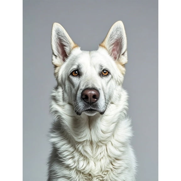 White Swiss Shepherd Dog Diamond Art Kit, Full Round Drill 5D Diamond Painting for Beginners, 12x16 inch DIY Bead Embroidery Animal Painting for Dog Lovers, Home Wall Decor (003)