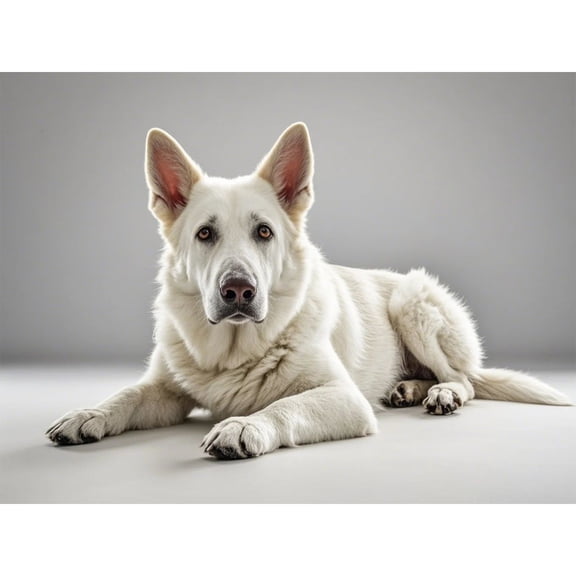 White Swiss Shepherd Dog Diamond Art Kit, Full Round Drill 5D Diamond Painting for Beginners, 12x16 inch DIY Bead Embroidery Animal Painting for Dog Lovers, Home Wall Decor (006)