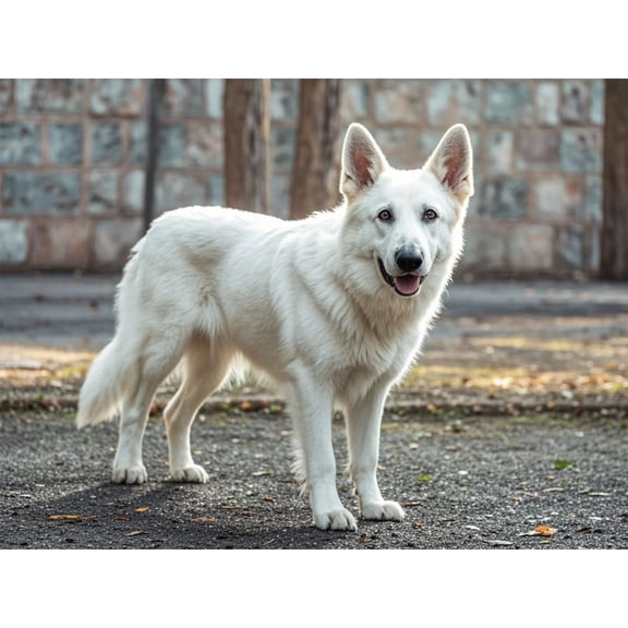 White Swiss Shepherd Dog Diamond Art Kit, Full Round Drill 5D Diamond Painting for Beginners, 12x16 inch DIY Bead Embroidery Animal Painting for Dog Lovers, Home Wall Decor (016)