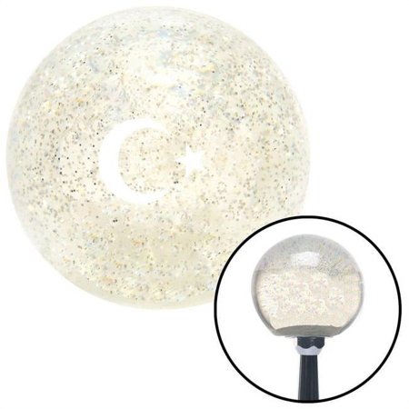 White Symbol of Islam Clear Metal Flake Shift Knob with M16 x 1.5 Insert Shifter