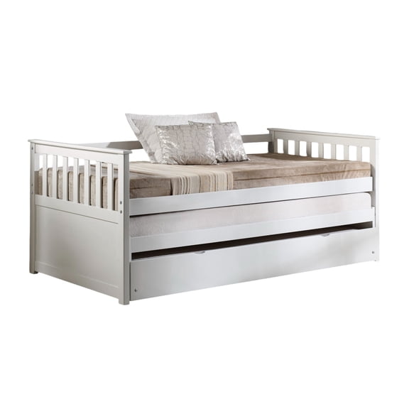 White Synthetic Daybed - No Box Spring Needed - Home Office Conversion - Stable Mattress Support