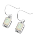 thumbnail image 1 of White Synthetic Opal Rectangular Fishhook Earring Sterling Silver, 1 of 2