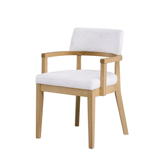 White Synthetic Wood - Elegant Armrest Design - Dining Table - Aesthetically Pleasing Seating